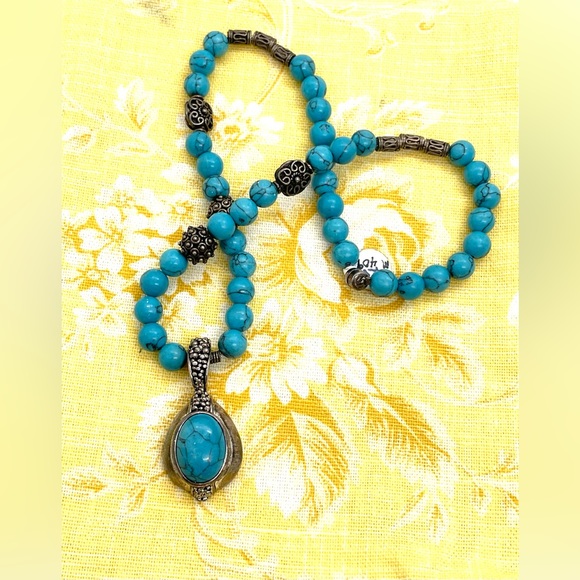 Handmade Turquoise Necklace Sterling Beads - Picture 2 of 5